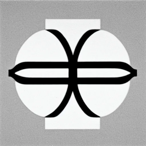 Image similar to minimal symbol by karl gerstner, black and white monochrome, centered, symetrical, bordered