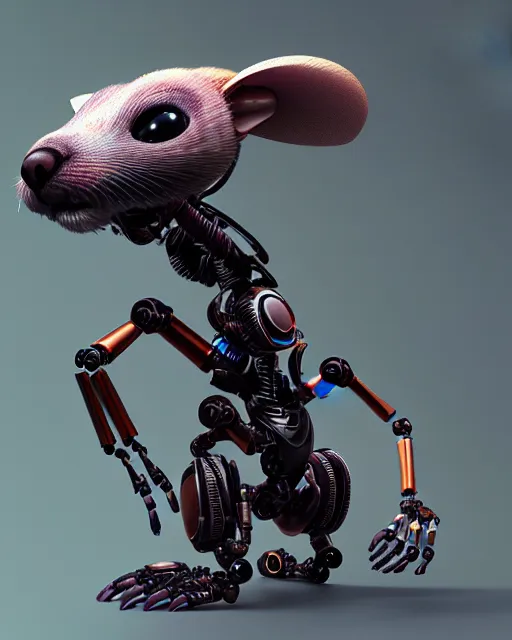 Image similar to intricate a bugs life digital robot creature octane render ferret, artstation trending robot ferret render, octane render, robot animal, concept robot, robot ferret by mickael lelievre and remi cuxac
