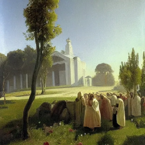 Image similar to A painting depicting the resurrection of Jesus Christ, (Jean Jules Linden), Peter Ilsted, (((flowers)))