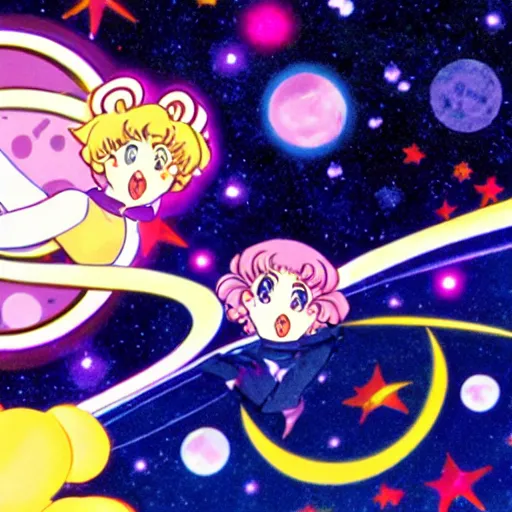 Image similar to Liminal space in outer space, Sailor Moon style