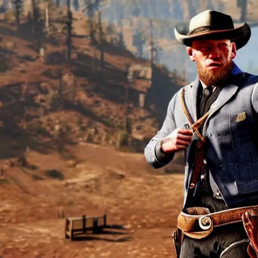 Image similar to Connor McGregor in red dead redemption 2 very detailed 4k quality super realistic