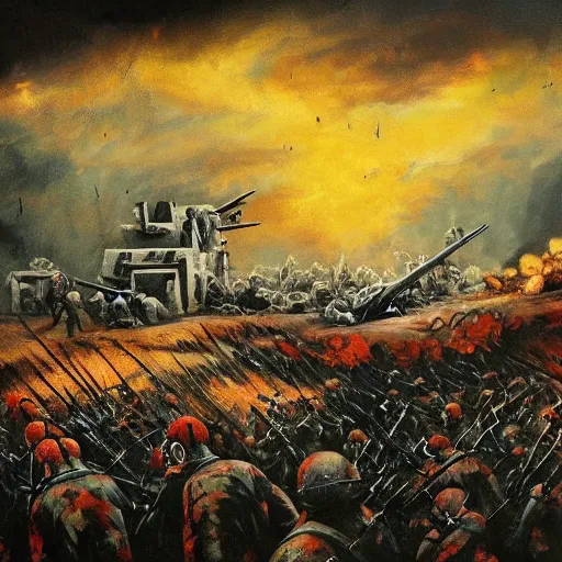 Prompt: war is hell, no text, painting style, blood