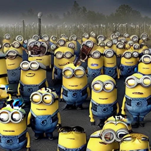 Prompt: The minions in The Walking Dead Digital art very detailed 4K quality Super Realistic