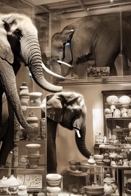 Image similar to photography of an elephant in a porcelain shop, cgsociety,