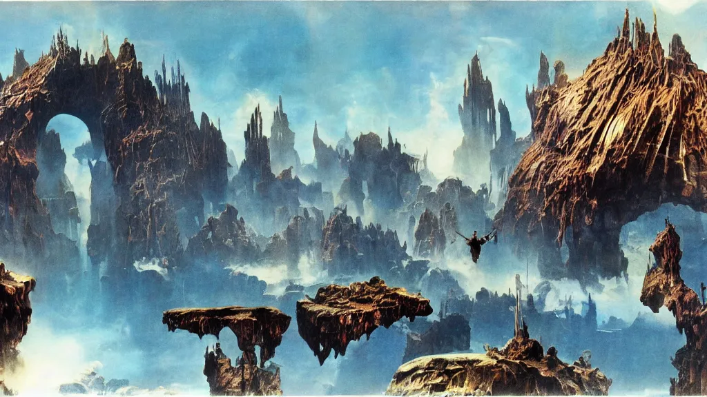 Prompt: journey to the center of the earth by frank frazetta and bruce pennington, cinematic matte painting