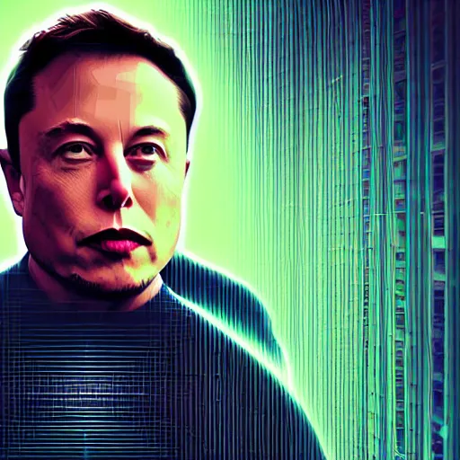 Prompt: elon musk inside the matrix, digital art, artistic, artistic colors, dramatic lighting, 8k