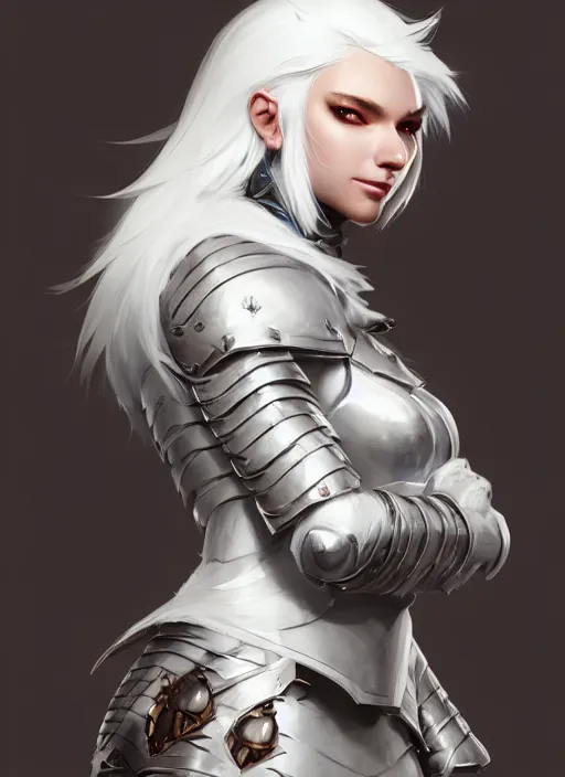 Image similar to fur - lined armor!!! beautiful and elegant white haired female!! gorgeous ayes!! character concept art, sharp focus, octane render! unreal engine 5! highly rendered!! trending on artstation!! detailed linework!! illustration by bussiere rutkowski andreas rocha