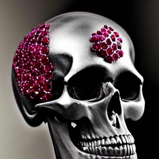 Prompt: A skull made entirely out of ruby.