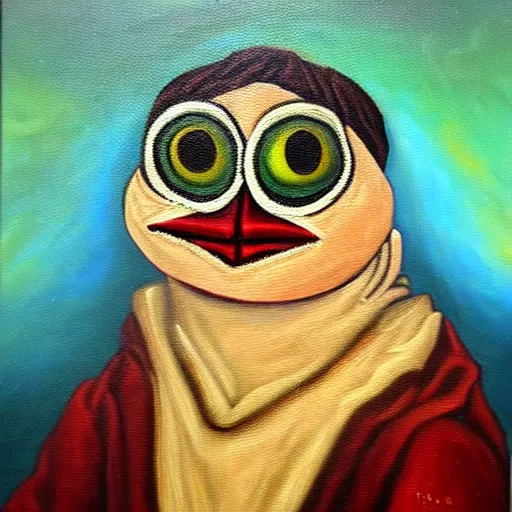 Image similar to pepe love, ancient, history, oil painting