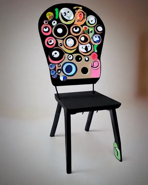 Prompt: an antropomorphic chair, digital art by studio ghibli, googly eyes, cute, anime artstyle