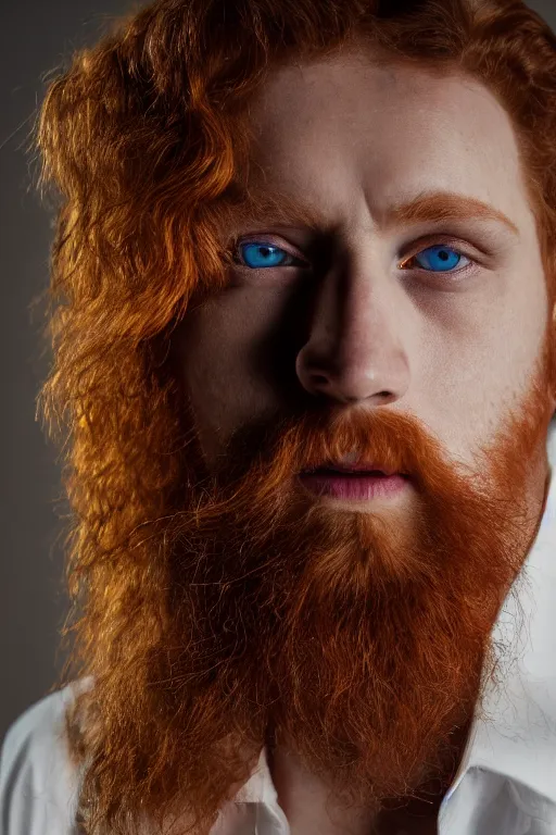 Prompt: portrait of a man with green eyes and ginger hair studio lighting hd 4k
