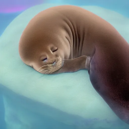 Prompt: Prince in pastel!!!!, A seal sleeping peacefully in a kelp forest, cinematic, hyper realistic, detailed, 8k, octane render.