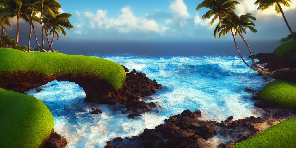 Prompt: Kapalua maui Hawaii, unreal 5, hyperrealistic, realistic, photorealistic, dynamic lighting, highly detailed, cinematic landscape, studio landscape, studio lighting