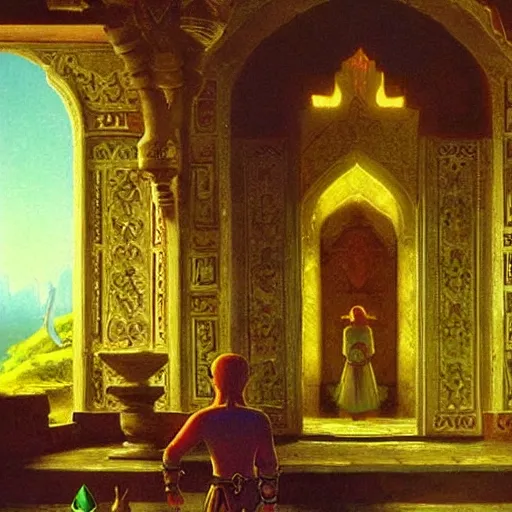 Prompt: hyrule palace, legend of zelda, by jean - leon gerome, orientalism painting