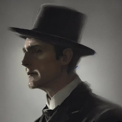 Prompt: a dapper victorian man with a glowing cybernetic chest, chiaroscuro, sci fi character portrait by greg rutkowski, craig mullins