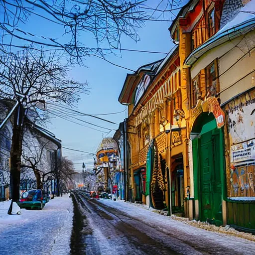 Image similar to street in Russian city kazan at winter