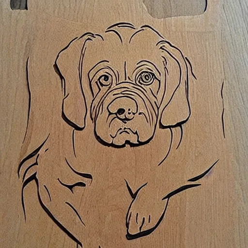 Image similar to wood cut art of dogs,