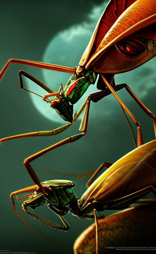 Image similar to exquisite imaginative creature poster art, like a bug, like a mantis, movie art, by lucusfilm, weta studio, 8 k, denoised