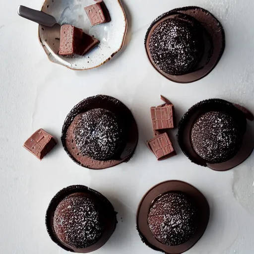 Image similar to extremely delicious looking photo of lava cake desert, expensive restaurant, top quality product, most perfect chocolate on the world, small manufacture, unique style, 8 k, product photography, professional studio photography