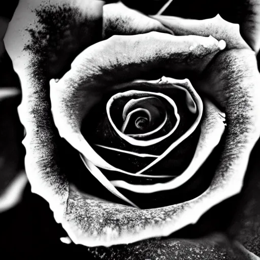 Image similar to award - winning macro of a beautiful black rose made of glowing molten magma