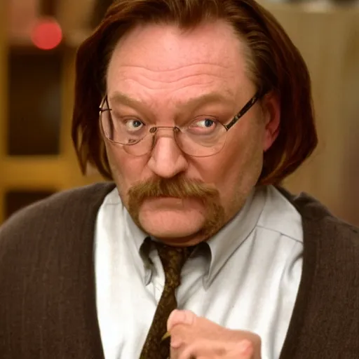 Image similar to stephen root pretending to be phil hartman