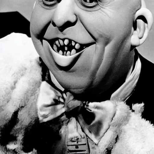 Image similar to schlitzie from the 1 9 3 2 black and white movie, freaks