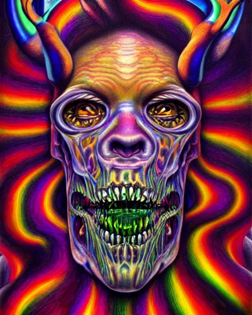 Prompt: a realistic detailed portrait painting of a monster, psychedelic