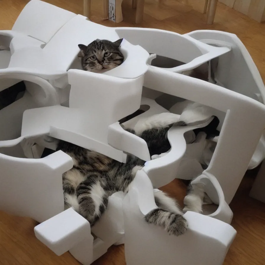 Prompt: IKEA instructions on how to put together a cat