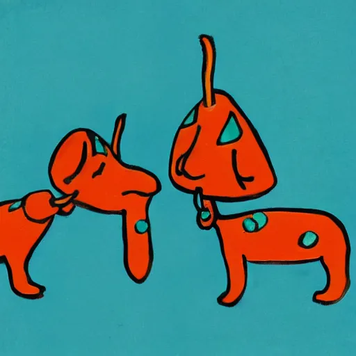 Prompt: written consent of a turquoise wiener - shaped creature with two stick - like heads in the front