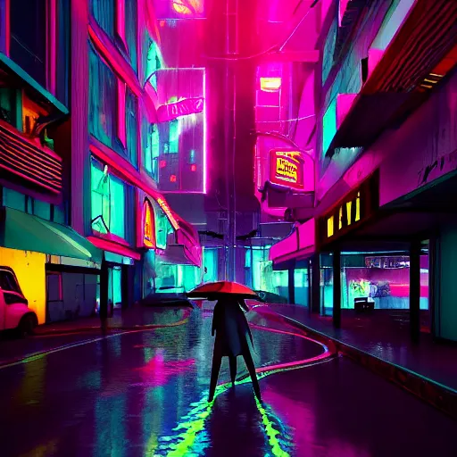 Image similar to splashes of neon, electric, character art made out of rain, trending on artstation, epic composition, emotional, beautiful, rendered in octane, unreal engine, depth of field, ray tracing, highly detailed, realistic
