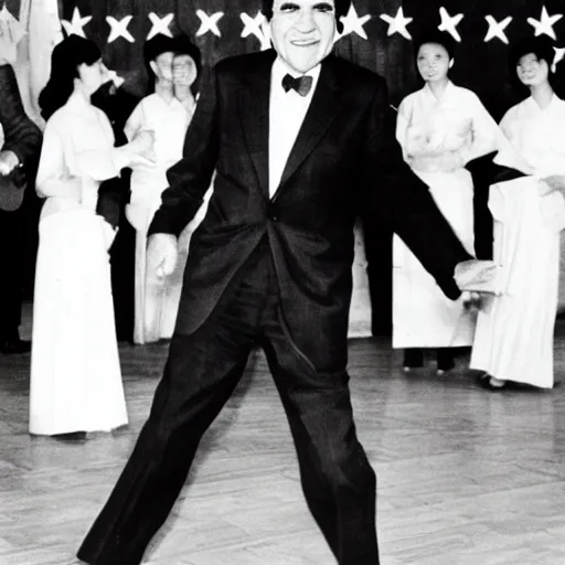 Image similar to richard nixon dancing in china