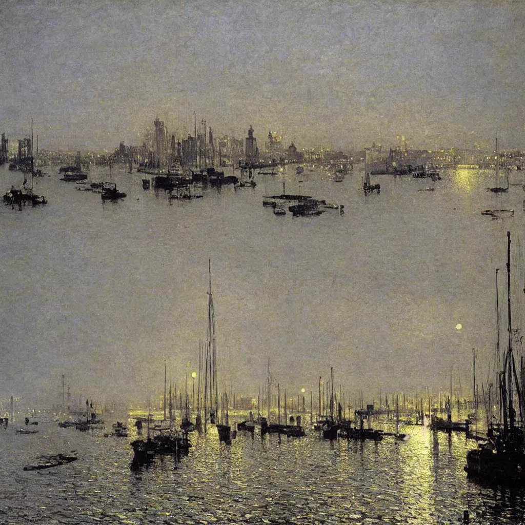 Image similar to the harbour by turner and Atkinson Grimshaw and Matisse