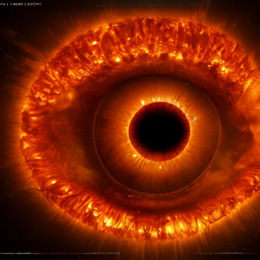 Prompt: eye iris made of solar eruptions trending on artstation cgsociety 8k