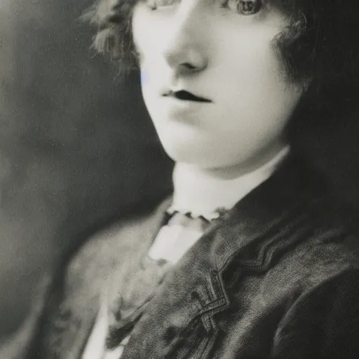 Prompt: a beautiful photographic portrait of a non - binary person in 1 9 2 2
