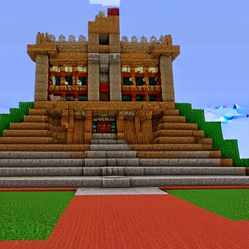 Prompt: minecraft rendering of an indian castle