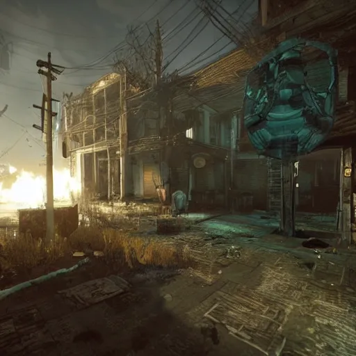 Image similar to a fallout 4 total conversion mod that adds lovecraftian environments to the game