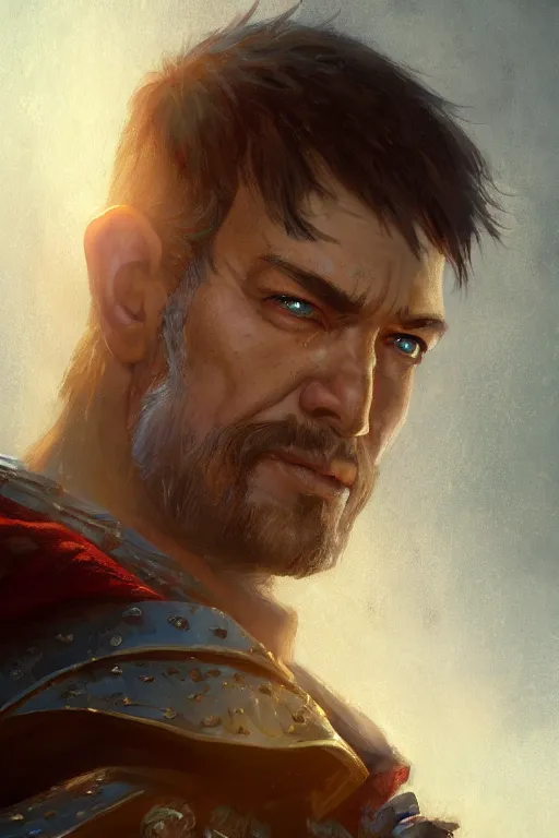 Prompt: dungeons and dragons warrior character closeup portrait, dramatic light, castle background, 2 0 0 mm focal length, painted by stanley lau, painted by greg rutkowski, painted by stanley artgerm, digital art, trending on artstation