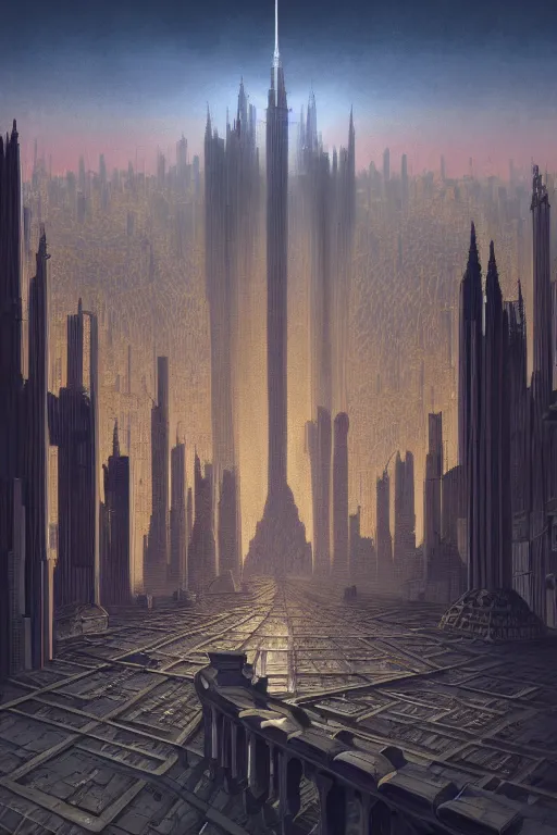 Image similar to a beautiful digital illustration painting of a megalopolis in the style of gothic brutalist architecture by benoit b. mandelbrot, steven belledin, martin johnson heade, lee madgwick, caspar david friedrich, and david rios ferreira. 8 k resolution trending on artstation concept art digital illustration