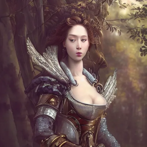 Prompt: A masterpiece ultrarealistic ultradetailed portrait of a Incredibly beautiful angel armored princess knight with Iron mask. baroque renaissance girl in the forest. medium shot, intricate, elegant, highly detailed. trending on artstation, digital art, by Stanley Artgerm Lau, WLOP, Rossdraws, James Jean, Andrei Riabovitchev, Marc Simonetti, Yoshitaka Amano. background by James Jean and Gustav Klimt, light by Julie Bell, 4k, porcelain skin. BY ZDIZISLAW BEKSINSKI Cinematic concept art