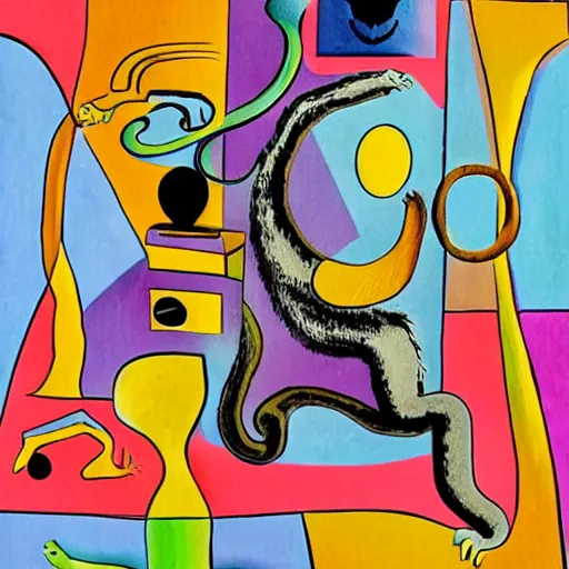 Image similar to wobbly cat in an avant-garde world in the style of salvador dali