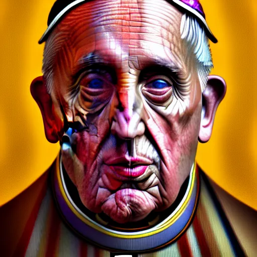 Prompt: an extremely psychedelic portrait of the pope, surreal, lsd, face, detailed, intricate, elegant, lithe, highly detailed, digital painting, artstation, concept art, smooth, sharp focus, illustration