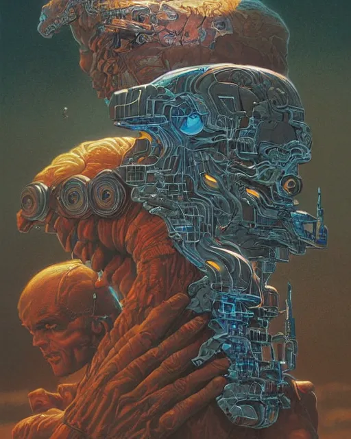 Image similar to masterpiece book cover illustration by the great famous sci - fi artist michael whelan.