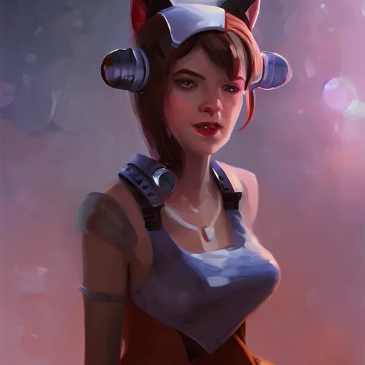 Prompt: portrait of a cute young woman with robot ears, 4k, sharp focus, Andreas Rocha