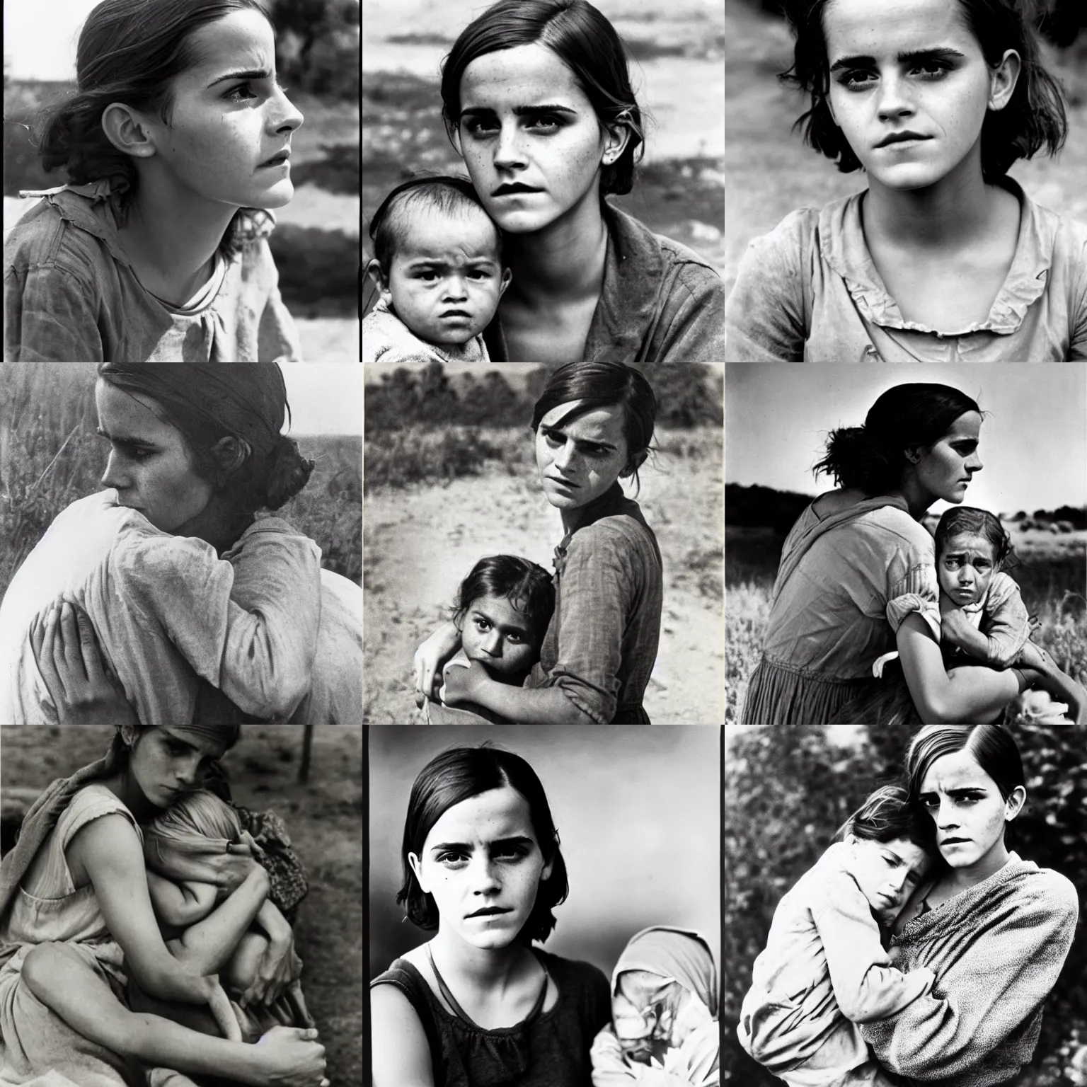 Prompt: emma watson, migrant mother, dorothea lange, 1 9 3 6