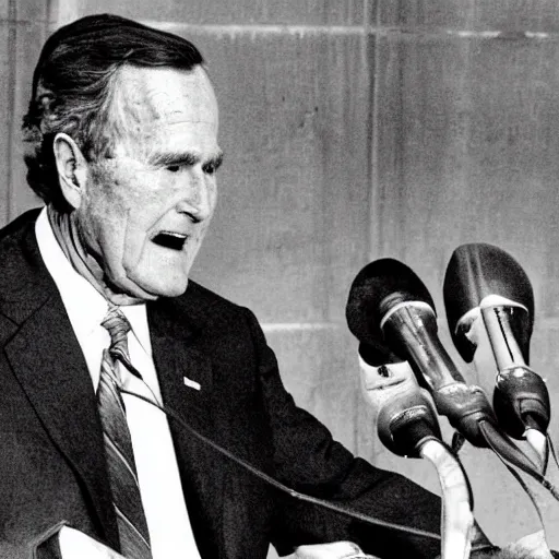 Image similar to George H.W. Bush destroys Iraq, historical photo