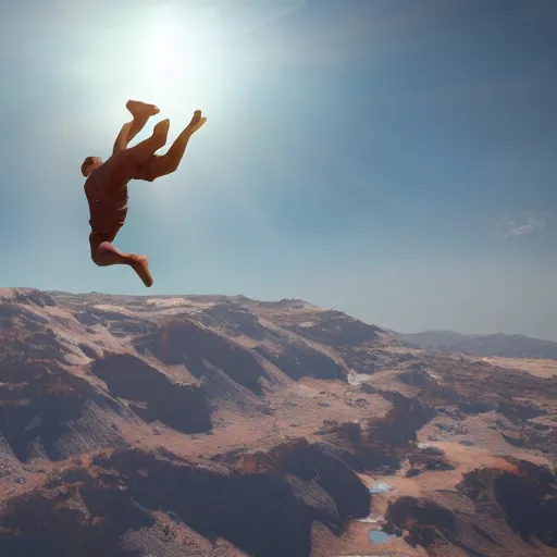 Prompt: a man falling from heaven, 8k, realistic, unreal engine 5