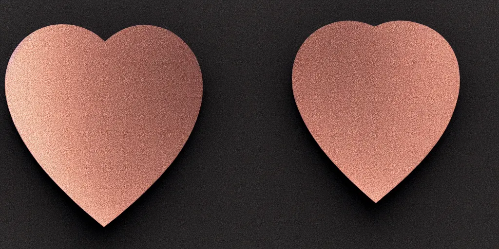Image similar to rose gold heart, deep black background, octane render, v-ray, 8k, C4D