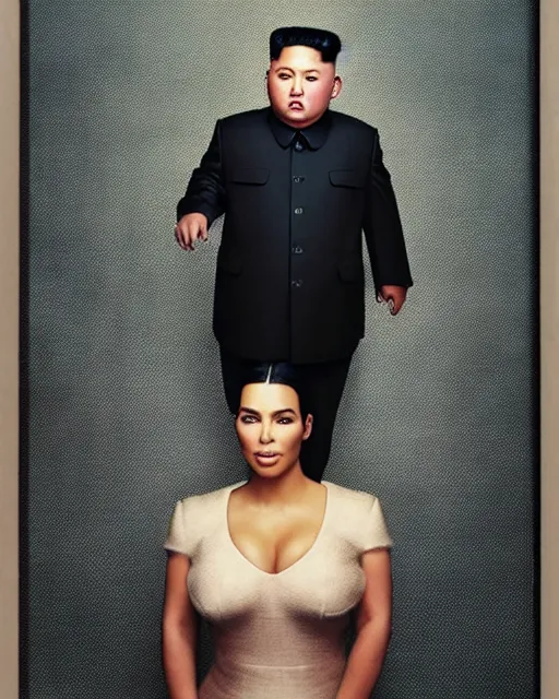 Prompt: portrait photo of kim jong un kardashian taken by annie leibovitz