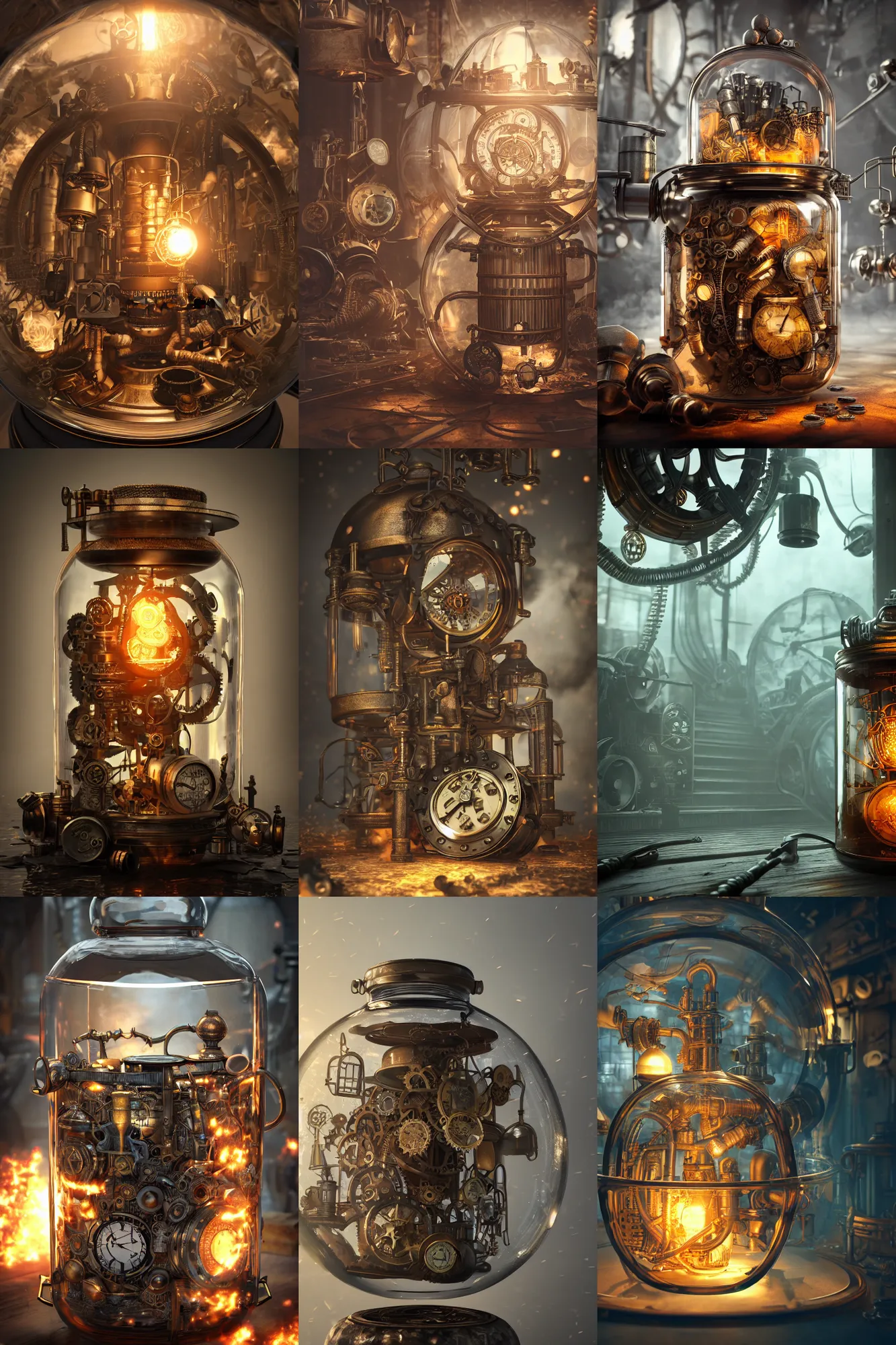 steampunk forge inside a glass jar, intricate detail, | Stable ...