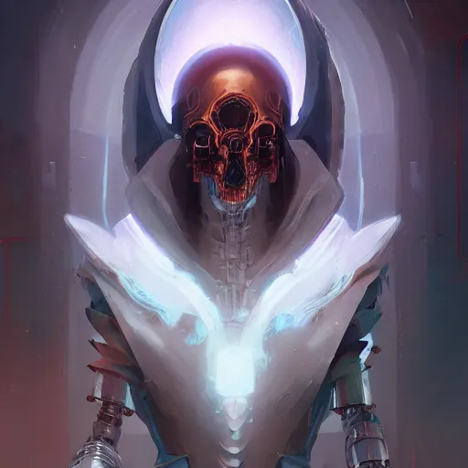 Image similar to portrait of a cybernetic grim reaper, cyberpunk concept art by pete mohrbacher and artgerm and wlop and greg rutkowski and deathburger, digital art, highly detailed, intricate, sci - fi, sharp focus, trending on artstation hq, deviantart, unreal engine 5, 4 k uhd image